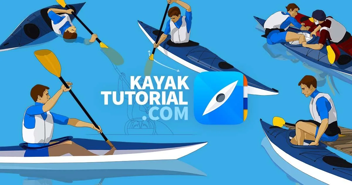 Grafika prezentująca ilustracje animowanego podręcznika KayakTutorial.com